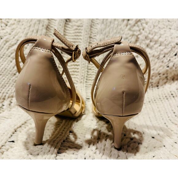 Michael Lila kitten 2” Heels Tan Women’s Size 7.5 ankle straps evening wedding - Picture 6 of 10